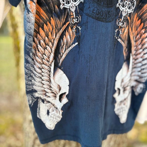 MMA ELITE LONG JOHN SLEEVE DOUBLE LAYERED ANGEL SKULL CROSS TATTOO T SHIRT - Picture 2 of 9